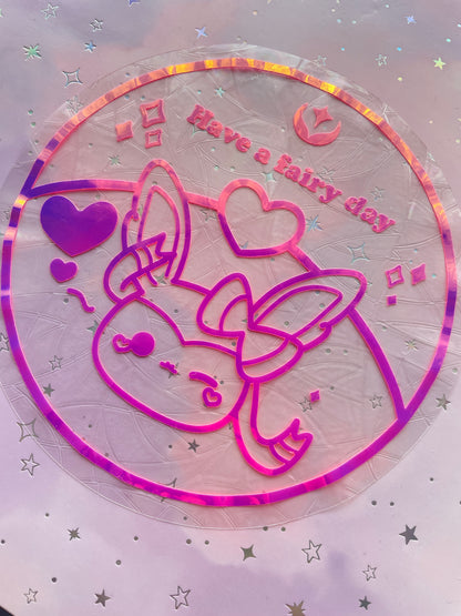 Sylveon suncatcher | Rainbow effect sticker | Have a Fairy Day Window Sticker