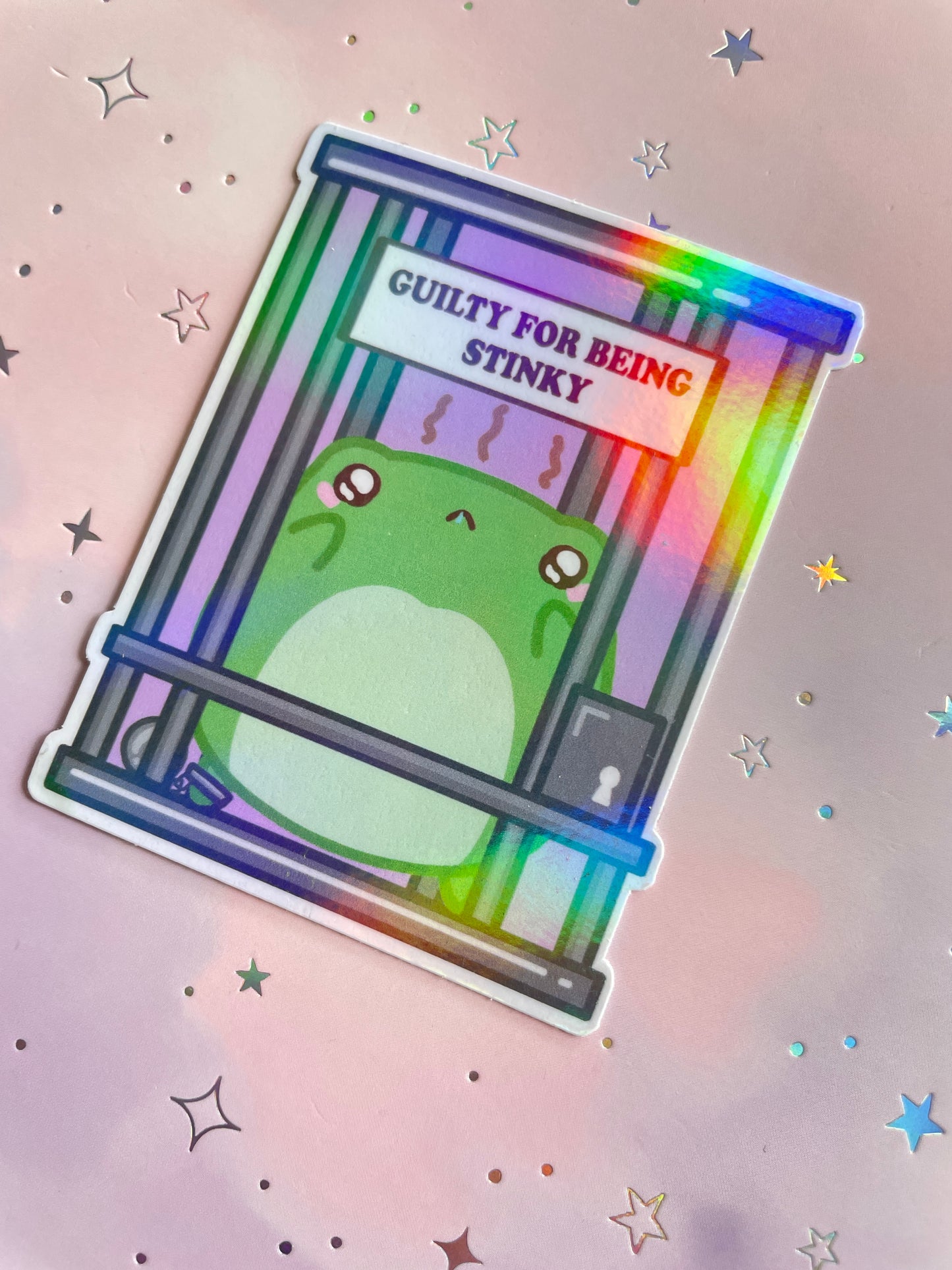 Jailed Stinky Frog Sticker | Guilty For Being Stinky