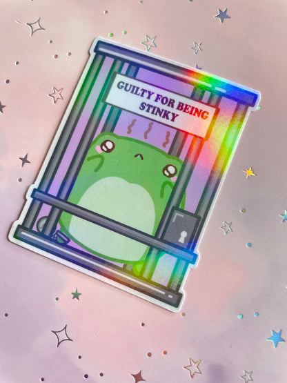 Jailed Stinky Frog Sticker | Guilty For Being Stinky