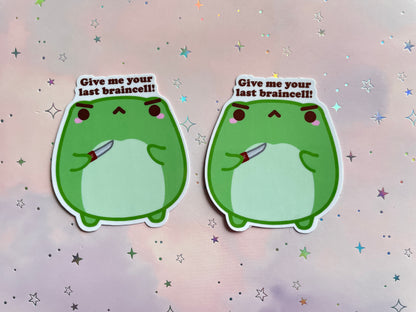 Aggressive Frog with Knife Sticker | Give Me Your Last Braincell