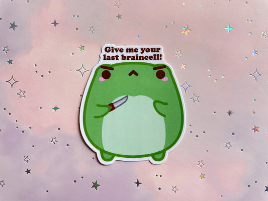 Aggressive Frog with Knife Sticker | Give Me Your Last Braincell