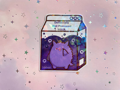 Purple Ghost Definitely Not Poisened Milk Sticker