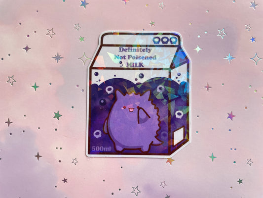 Purple Ghost Definitely Not Poisened Milk Sticker