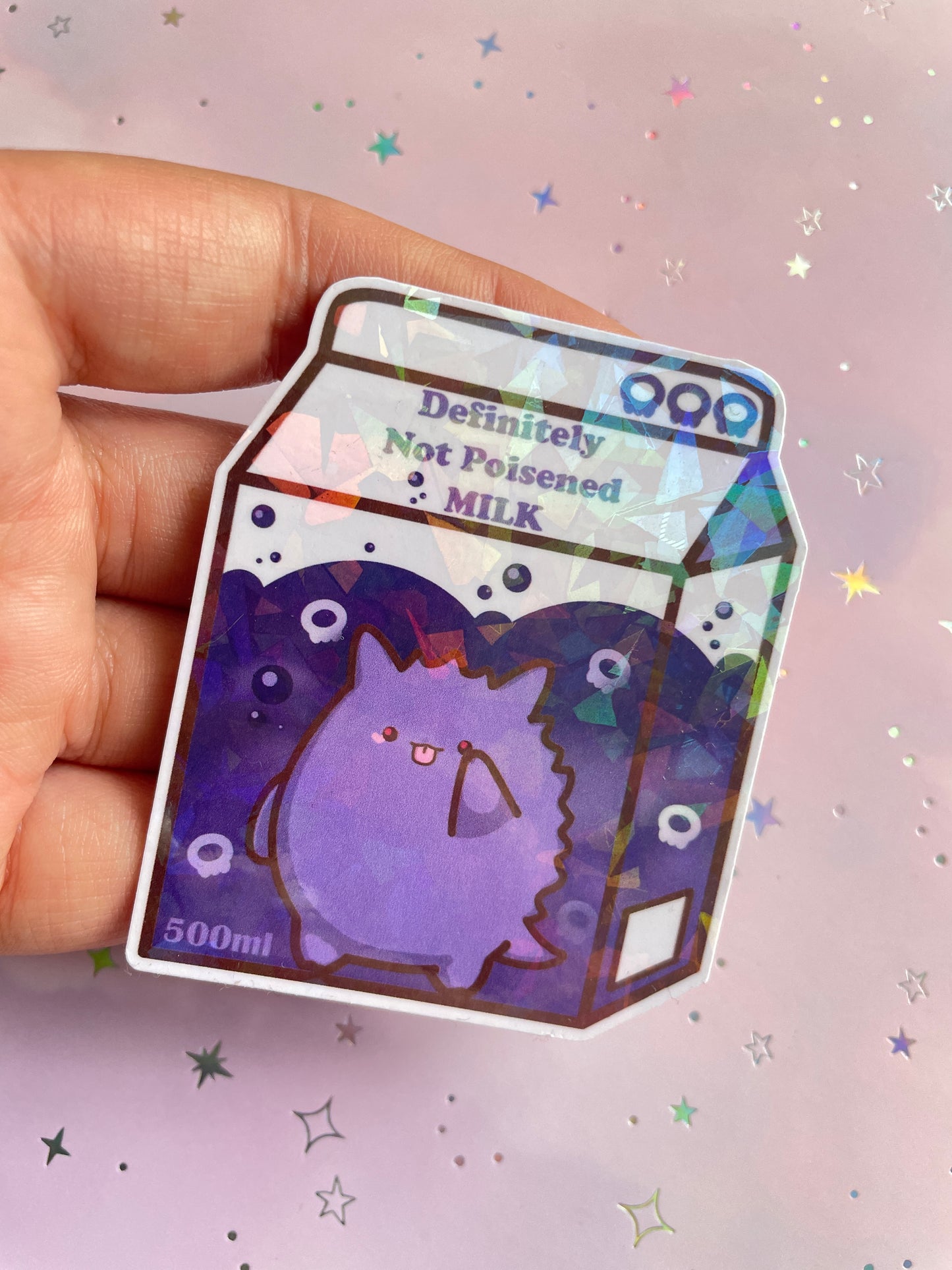 Purple Ghost Definitely Not Poisened Milk Sticker