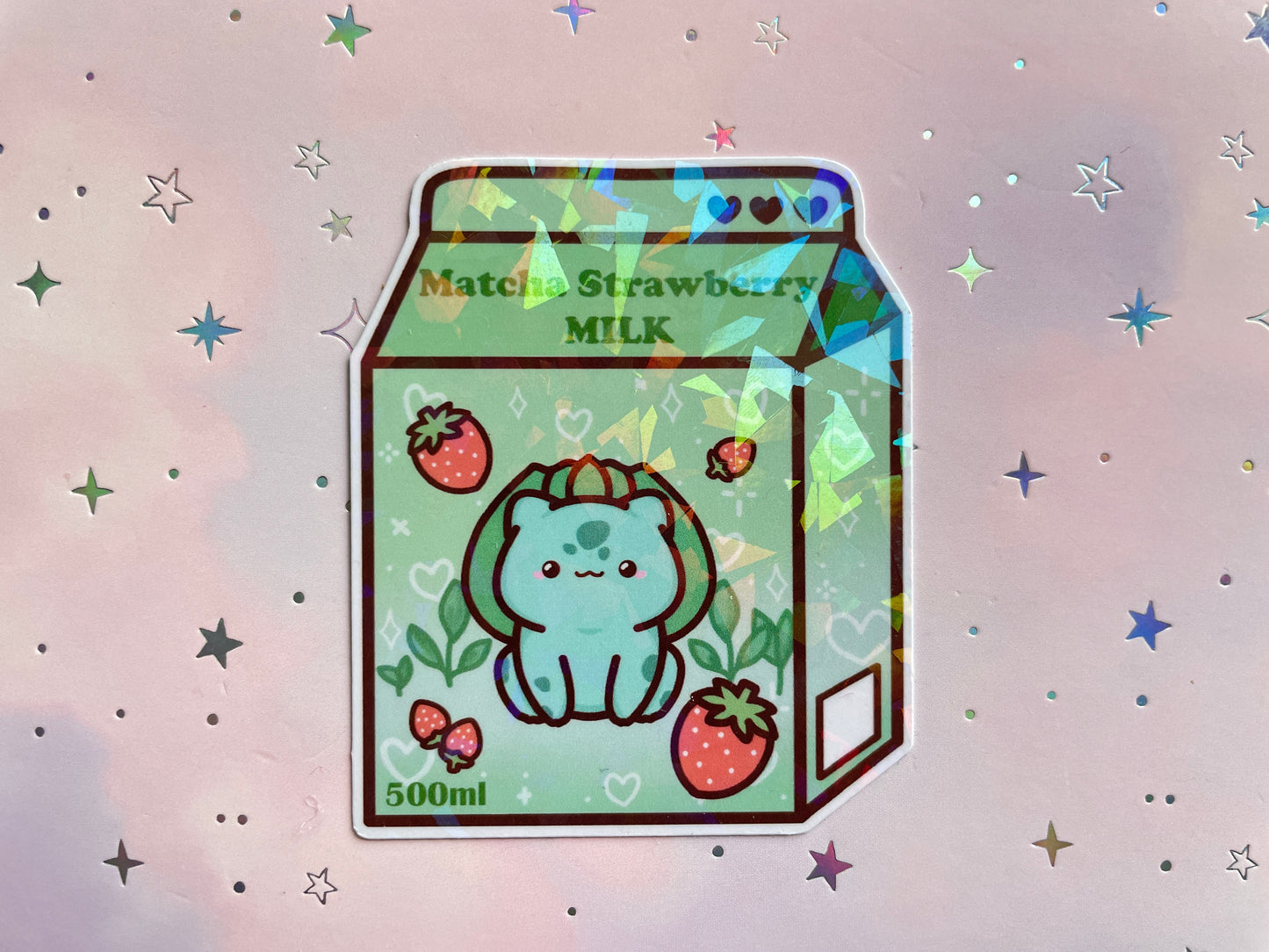 Grass Type Monster Strawberry Matcha Milk Sticker