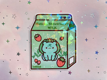Grass Type Monster Strawberry Matcha Milk Sticker