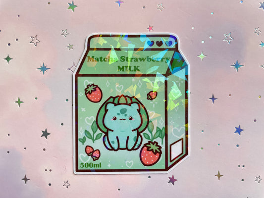 Grass Type Monster Strawberry Matcha Milk Sticker