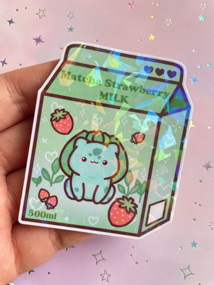 Grass Type Monster Strawberry Matcha Milk Sticker