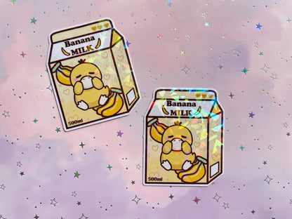 Confused Duck Banana Milk Sticker