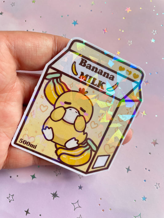 Confused Duck Banana Milk Sticker