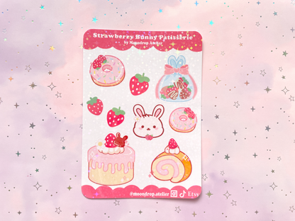 Strawberry Bunny Patisserie Stickersheet
