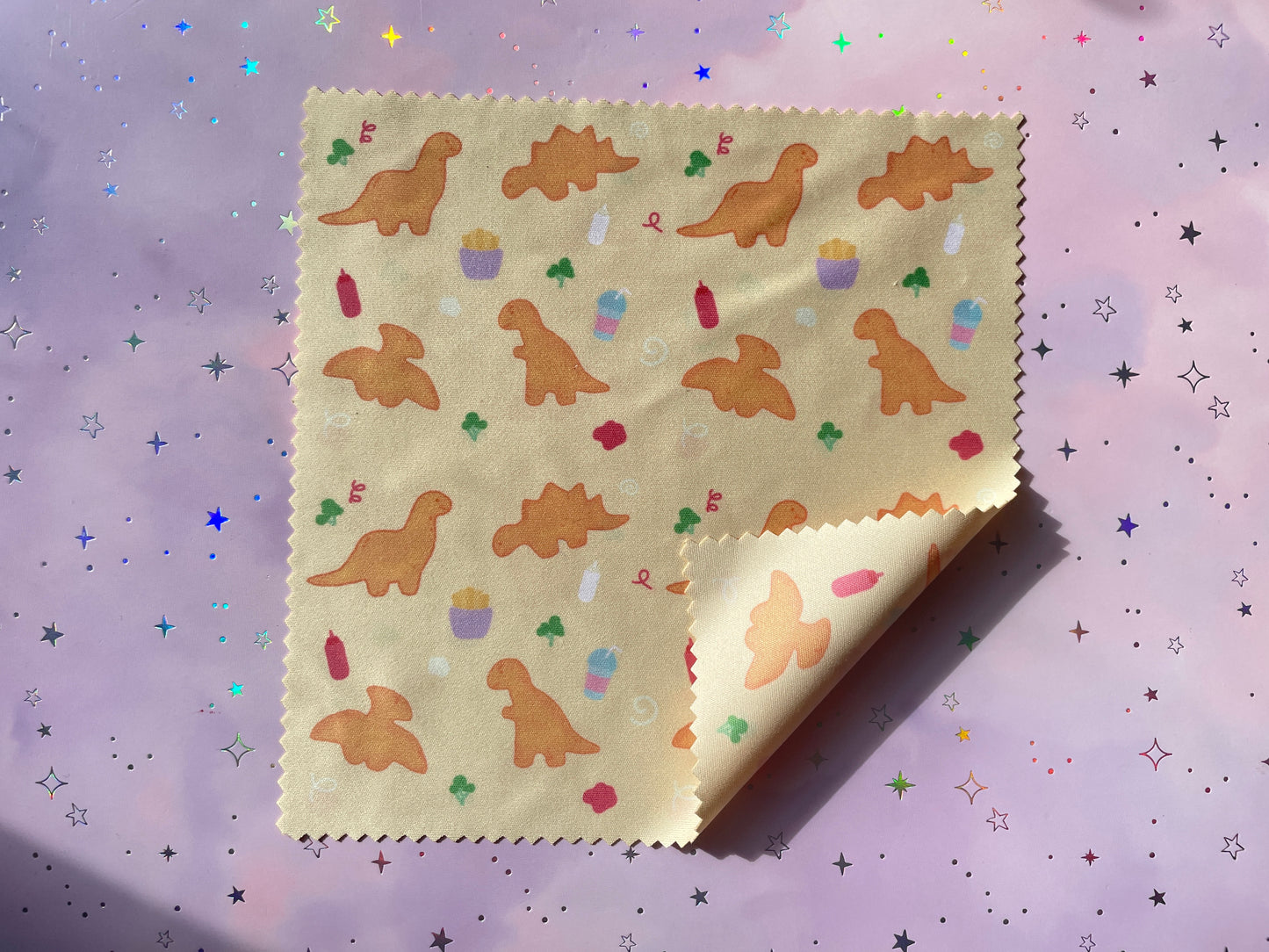 Dino Nugget with Sauces Microfiber Cloth | Double sided