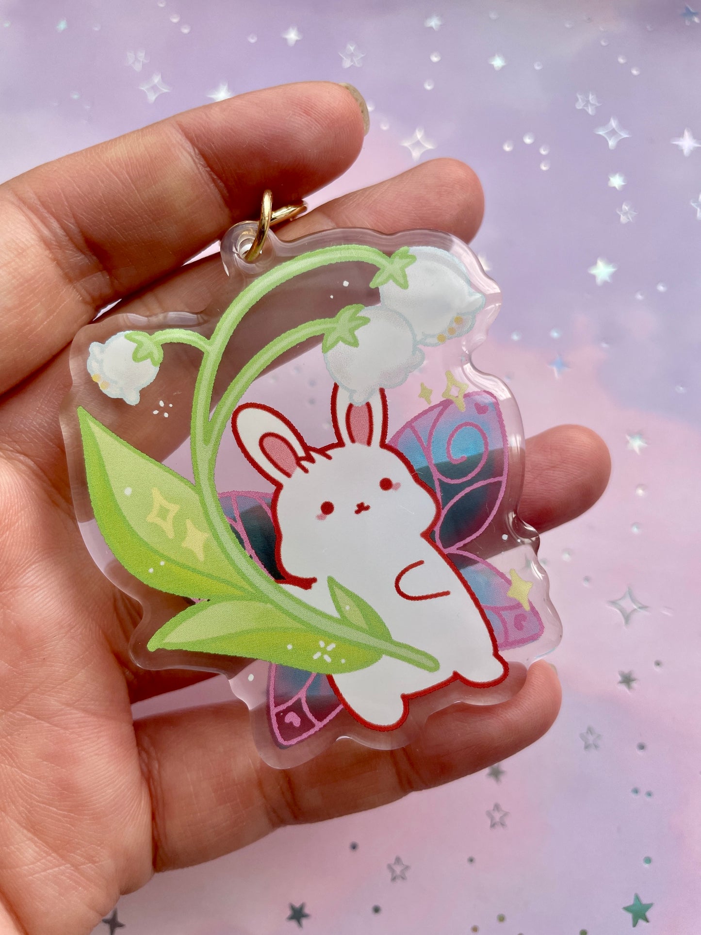 Lilly of the Valley Fairy Bunny Keychain