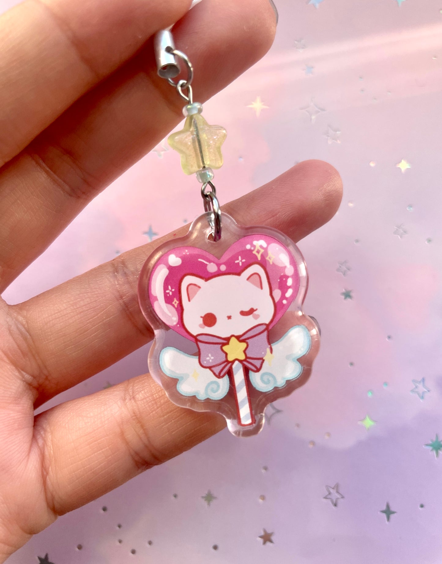 Angelic Lollipop Cat Phonecharm