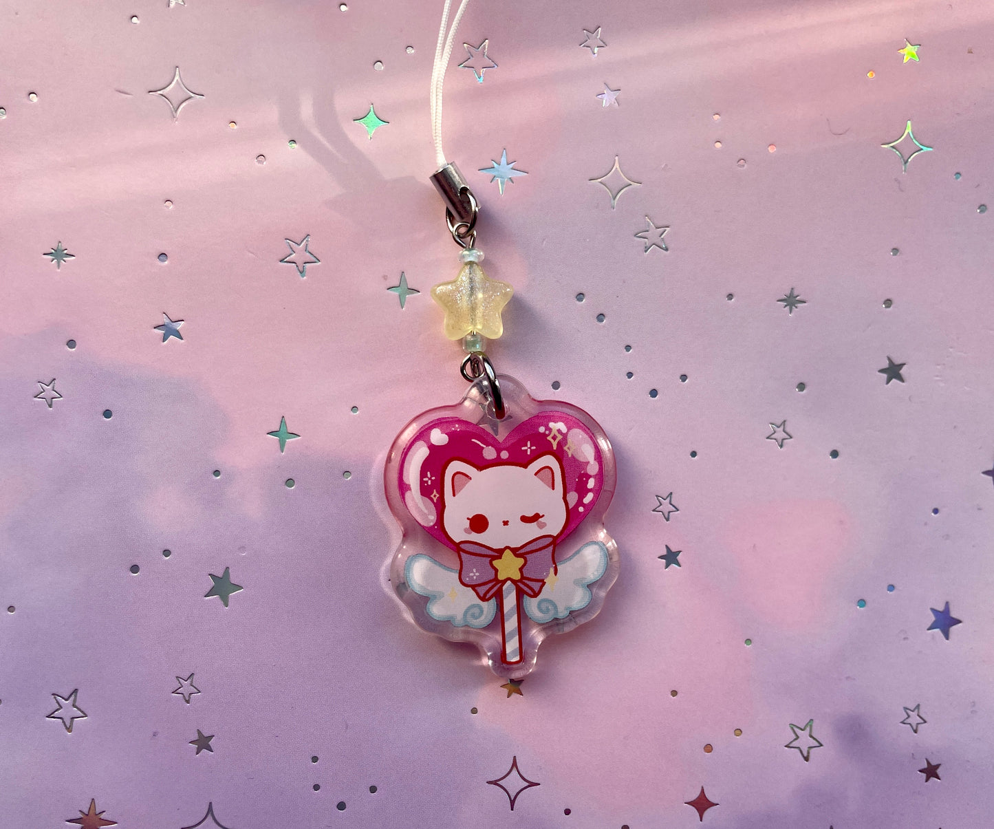 Angelic Lollipop Cat Phonecharm