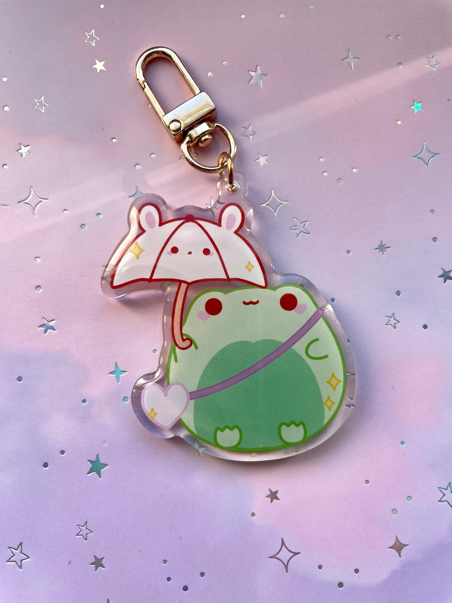 Weather Frogs with Umbrella Keychain