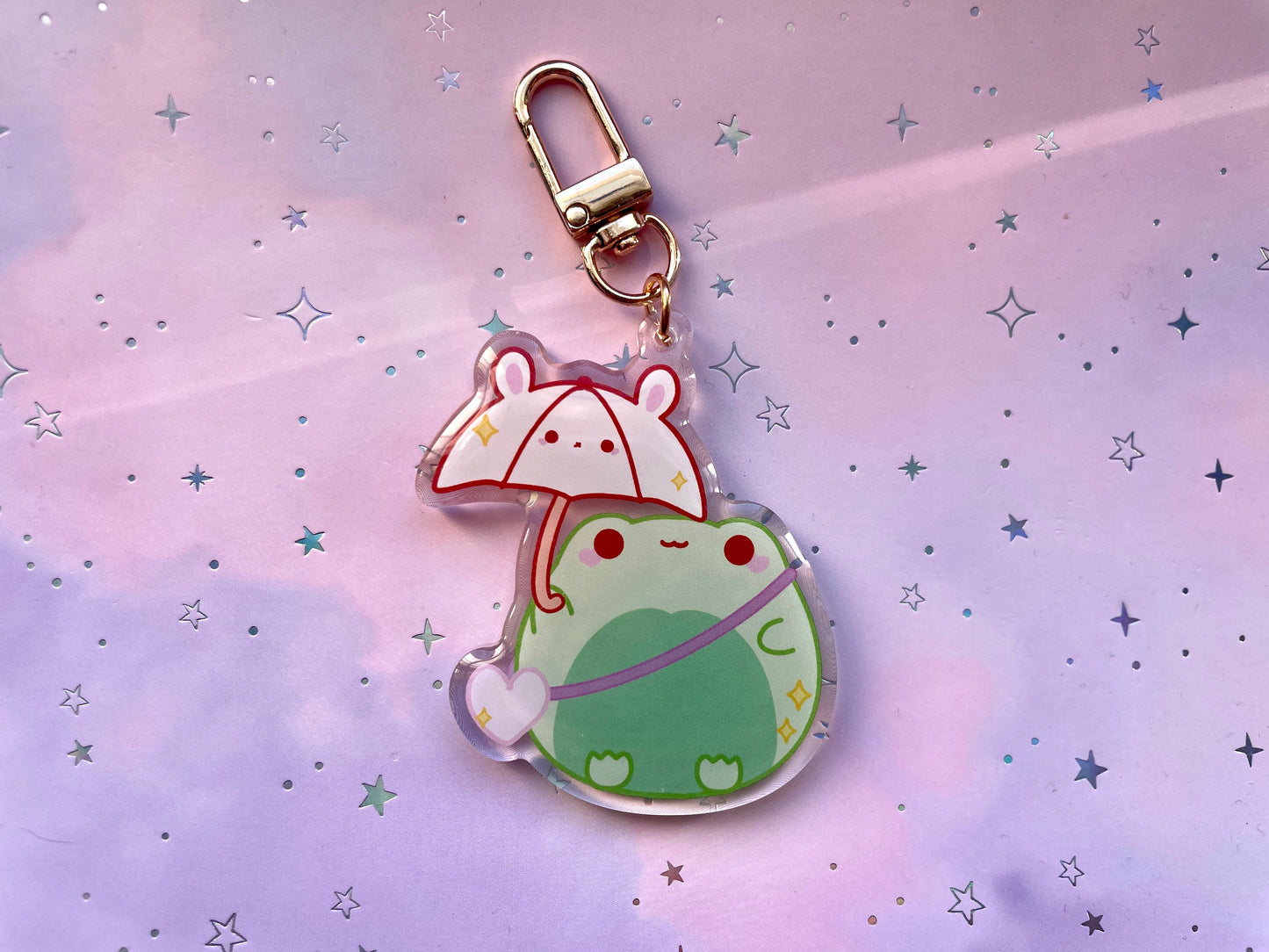 Weather Frogs with Umbrella Keychain