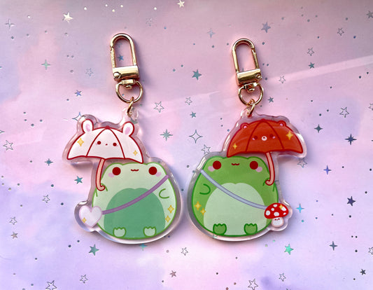 Weather Frogs with Umbrella Keychain