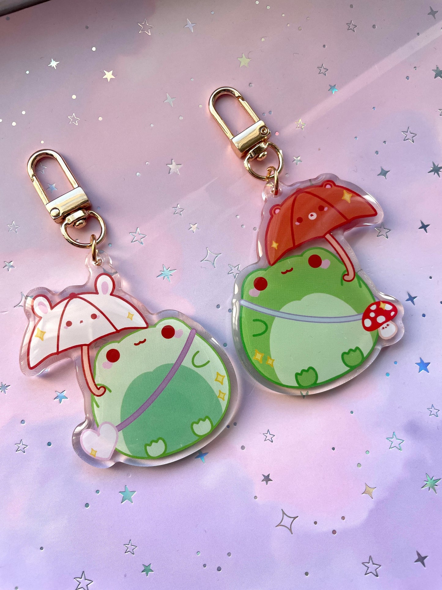 Weather Frogs with Umbrella Keychain