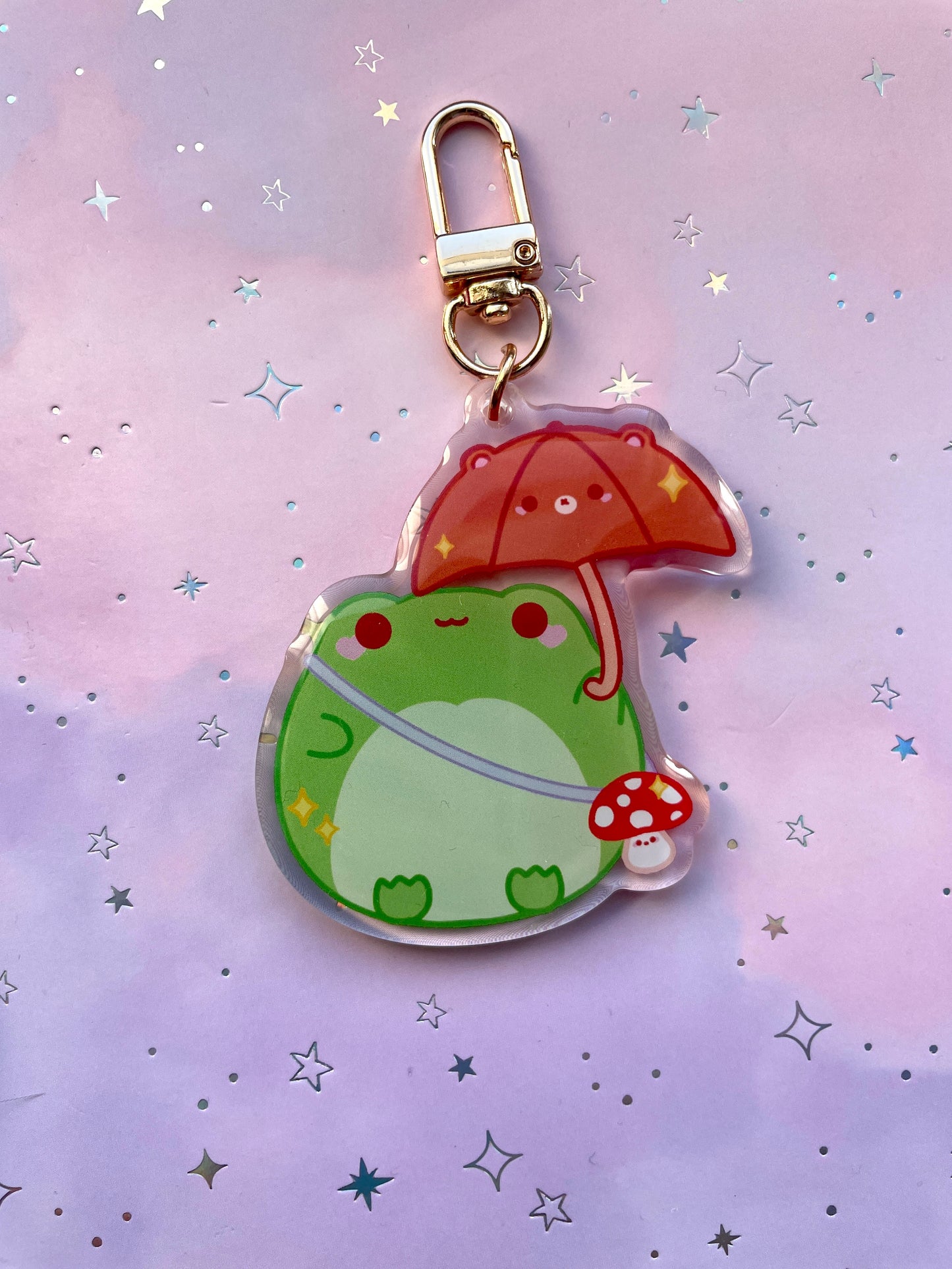 Weather Frogs with Umbrella Keychain