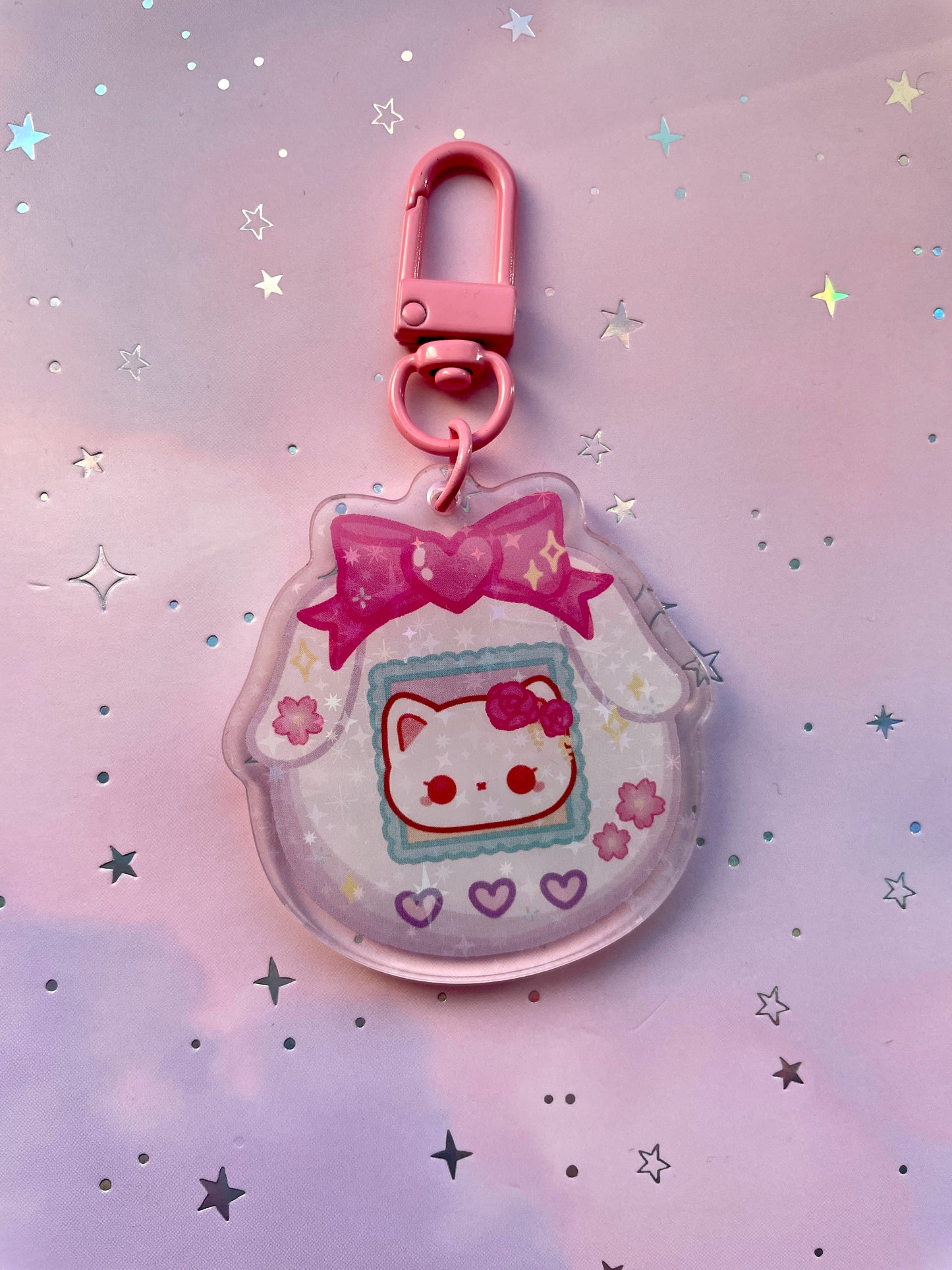 Tamagotchi Sakura Cat Keychain