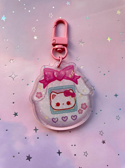 Tamagotchi Sakura Cat Keychain