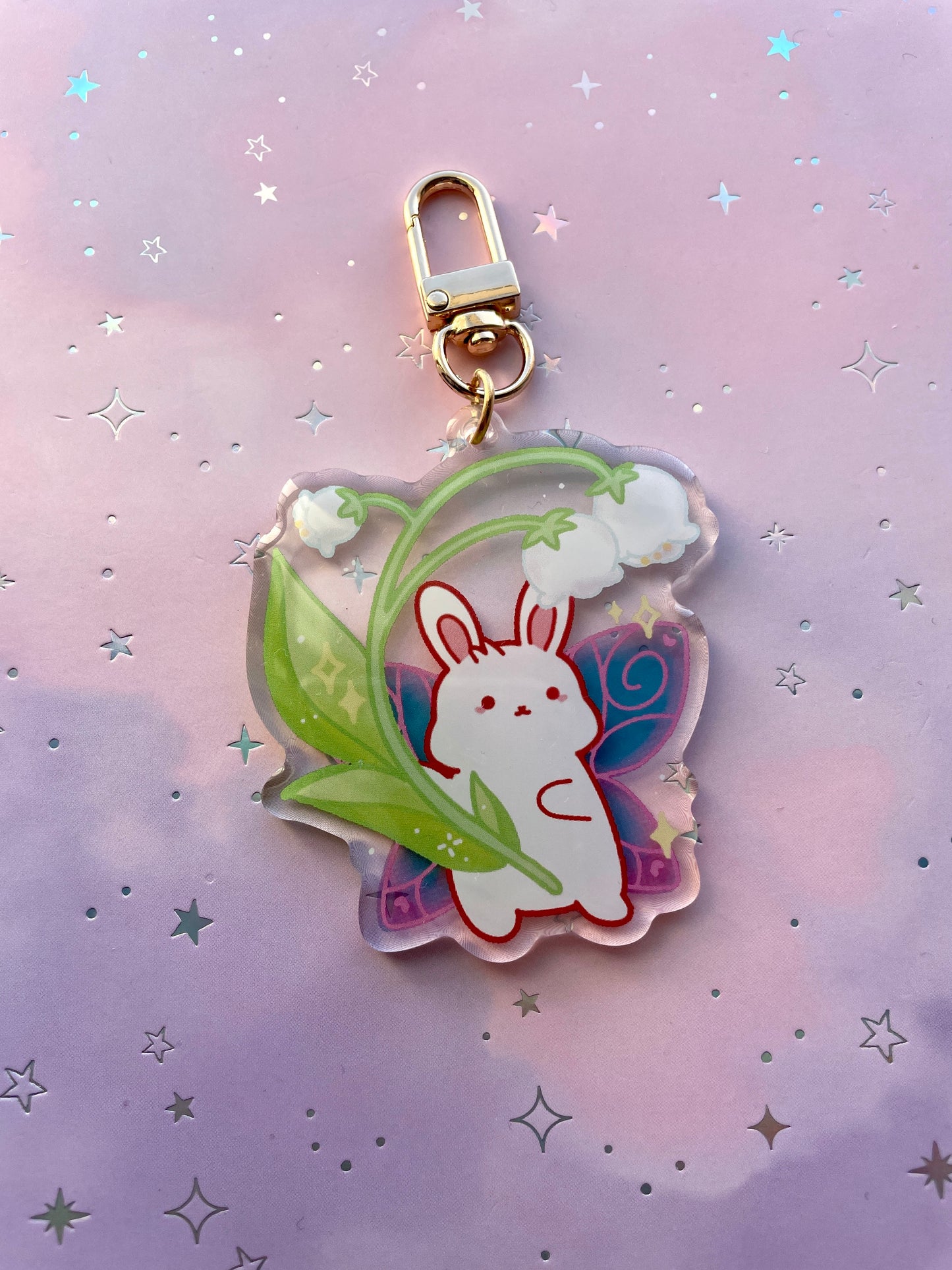 Lilly of the Valley Fairy Bunny Keychain