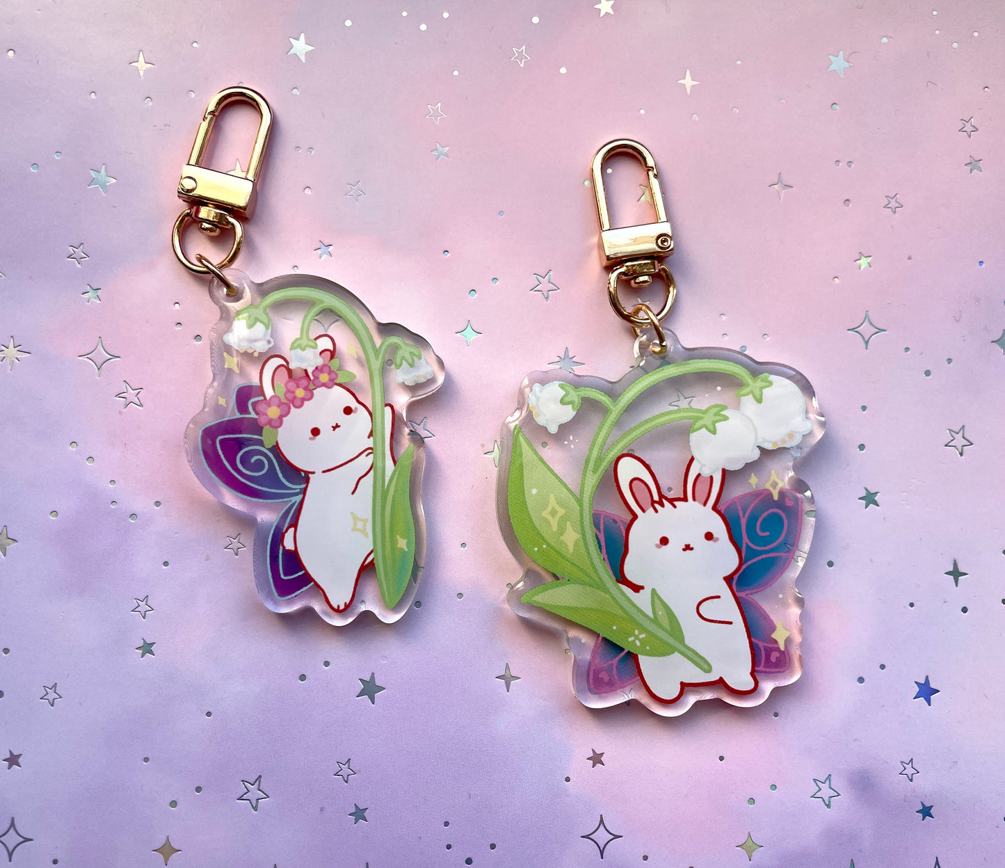 Lilly of the Valley Fairy Bunny Keychain