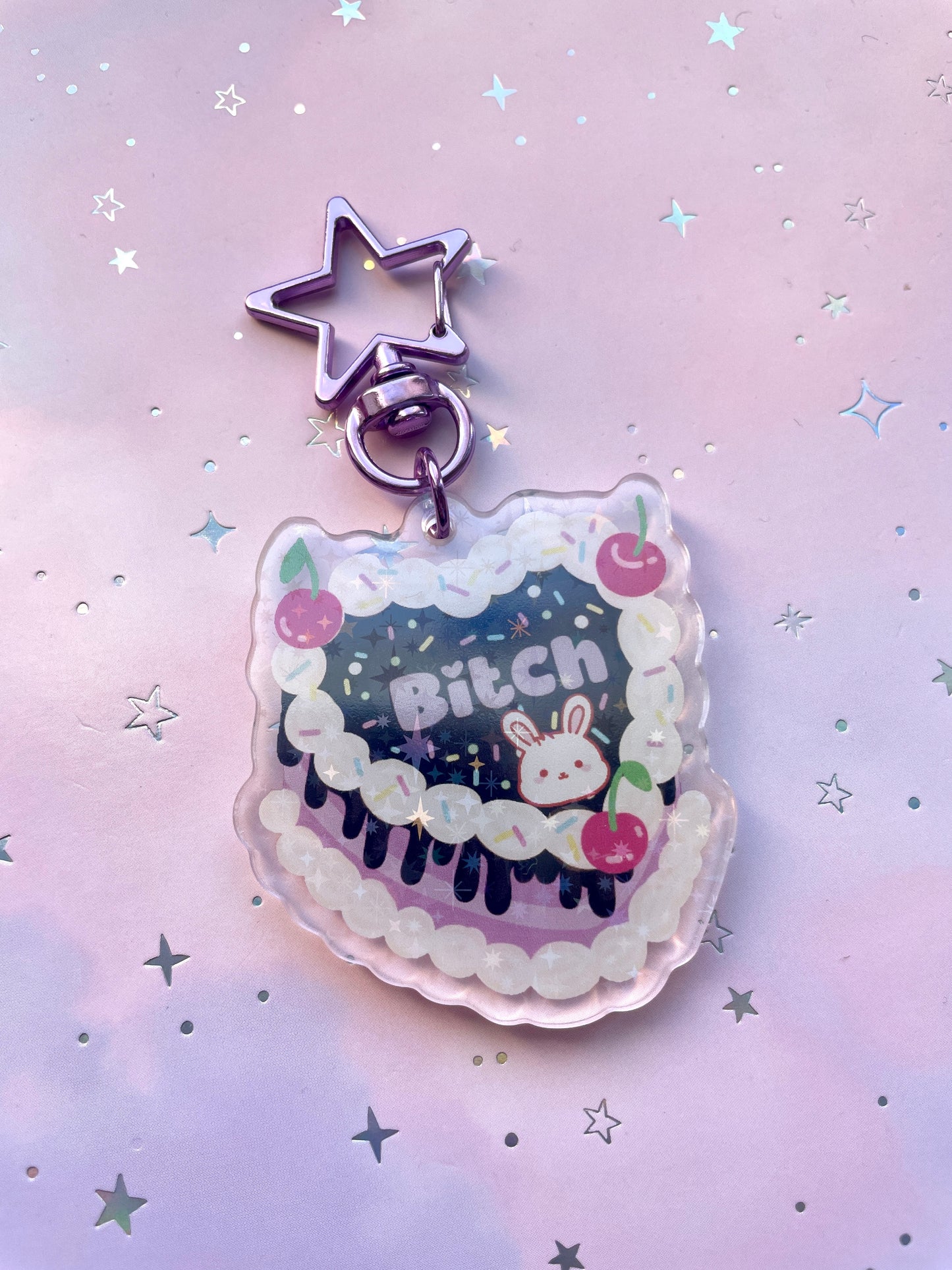 Btch Cake Bunny Keychain