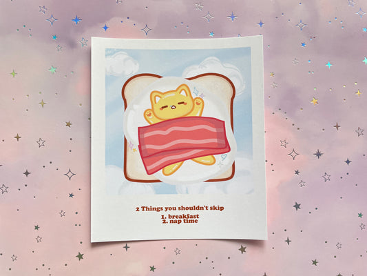 Sleepy Bacon Egg Cat | Polaroid Size