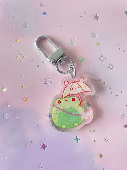 Rainbow Weather Frog Lanyard with Charm | Frog Holo Keychain