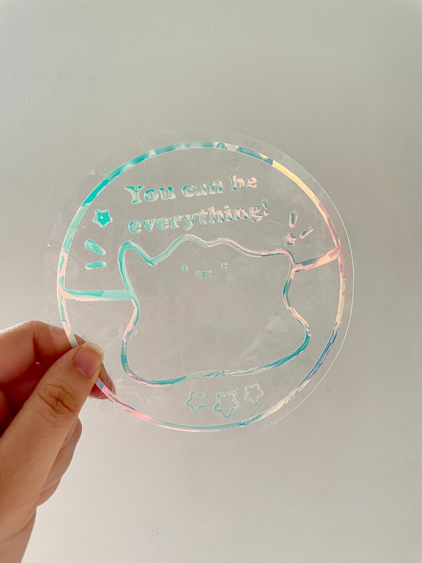 Ditto suncatcher | PKMN sticker | Rainbow effect sticker |You can be everything