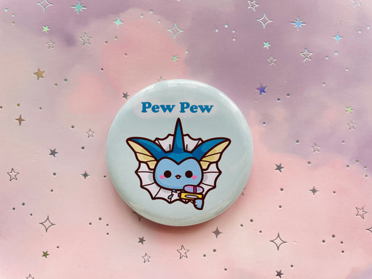 Water Elemental Fox Button | Pew Pew Badge