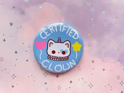 Certified Clown Button | Cat Clown Badge