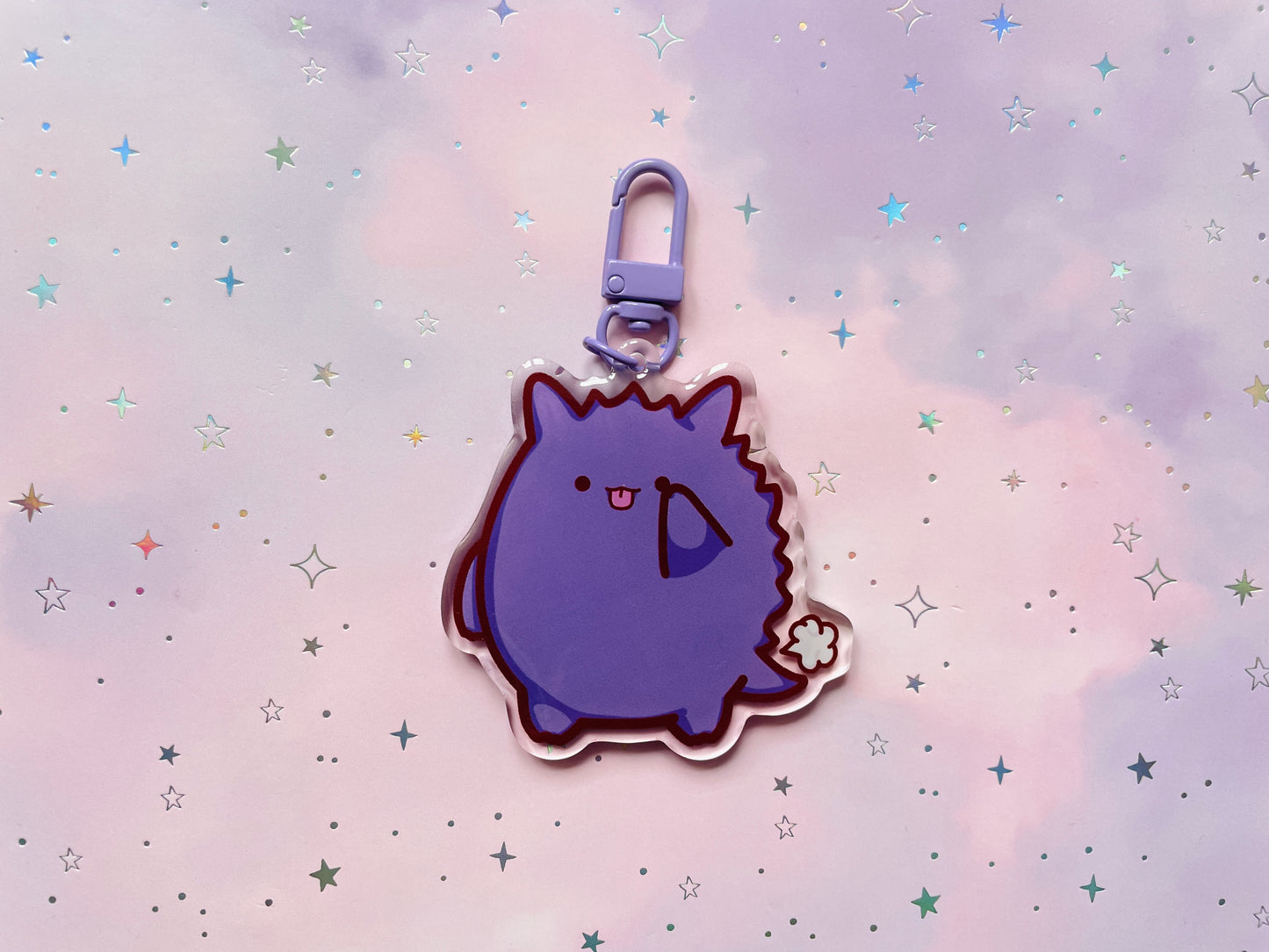 Kawaii Purple Ghost Keychain