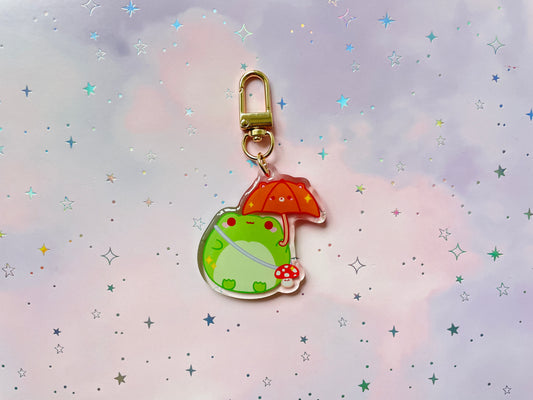 Weather Frog with Umbrella Keychain