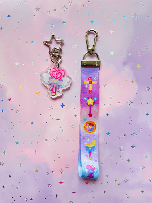 Magical Girl Lanyard with Keychain | Sparkling Glitter Wand Charm