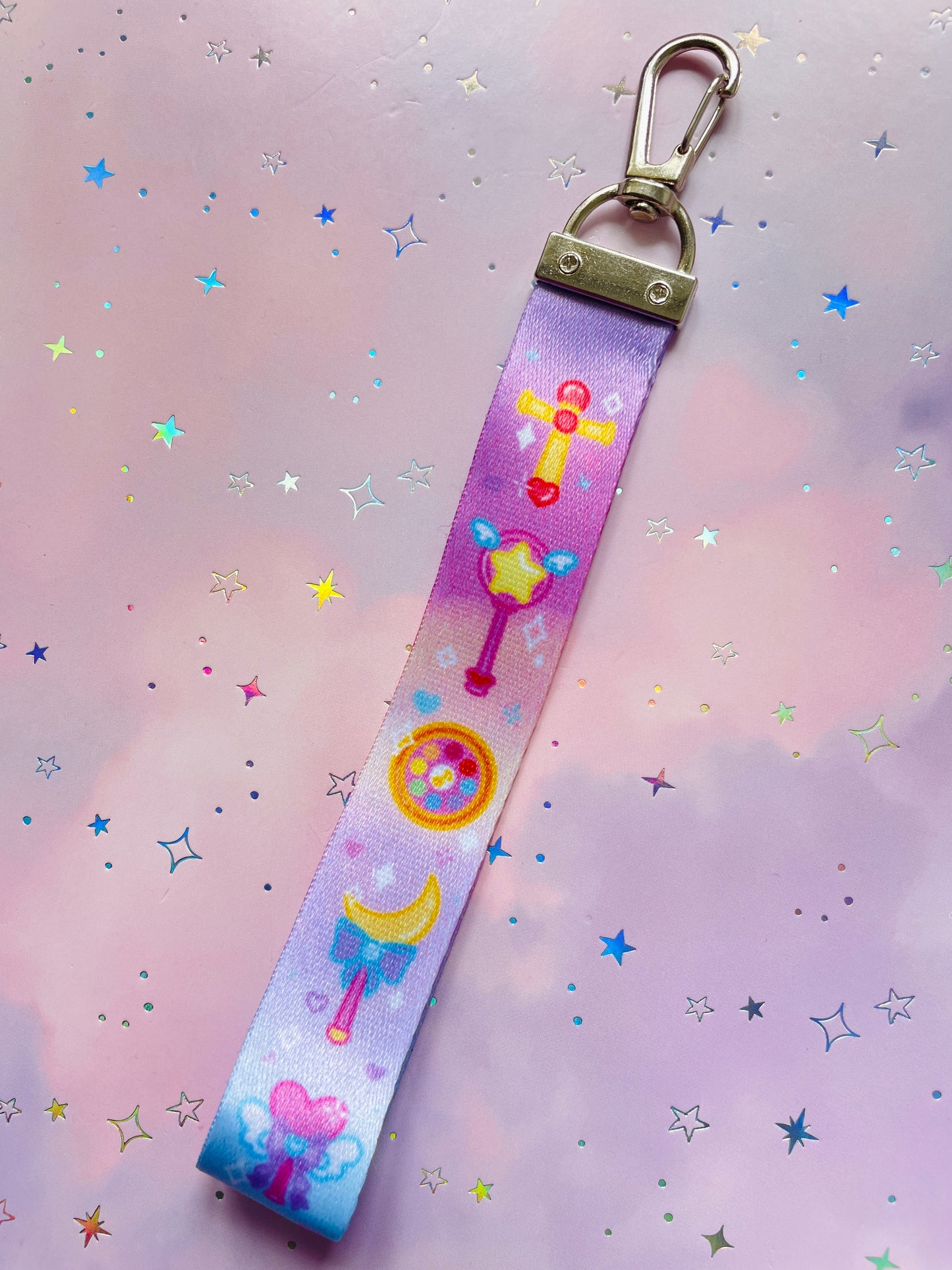 Magical Girl Lanyard with Keychain | Sparkling Glitter Wand Charm