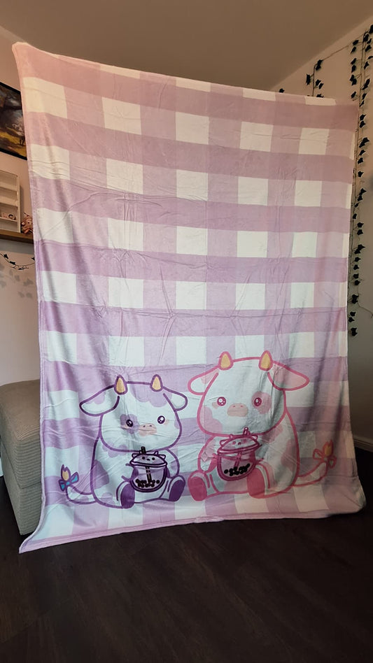 Bubble Tea Cow Cosy Blanket