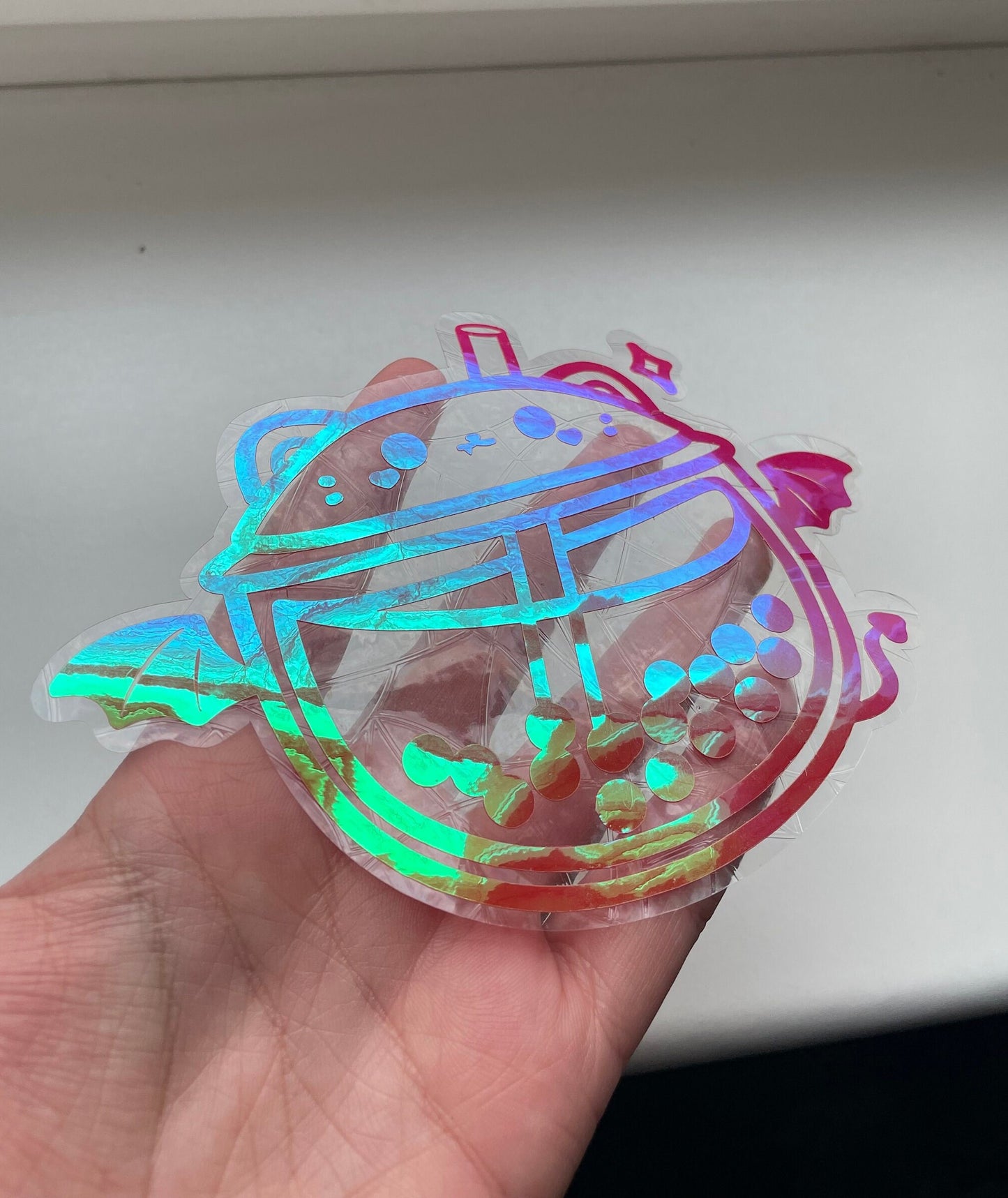 Bubble Tea Katze Suncatcher Sticker