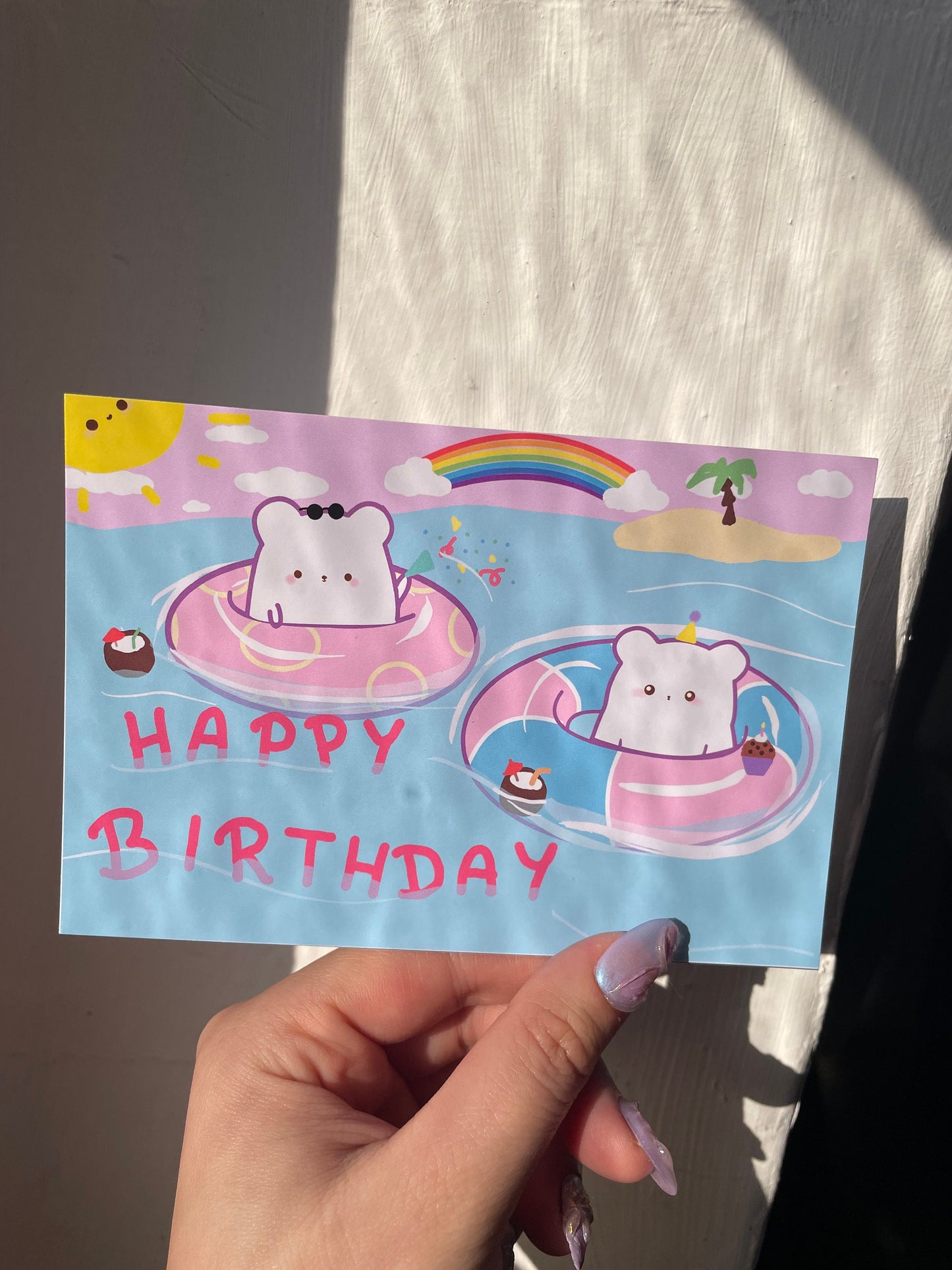 Beach Party Bear Birthday Card | DIN A6