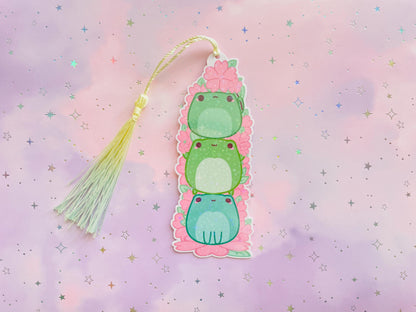 Sakura Frog Bookmark | One sided printed & laminated | Holographic
