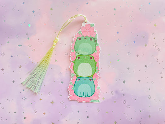 Sakura Frog Bookmark | One sided printed & laminated | Holographic