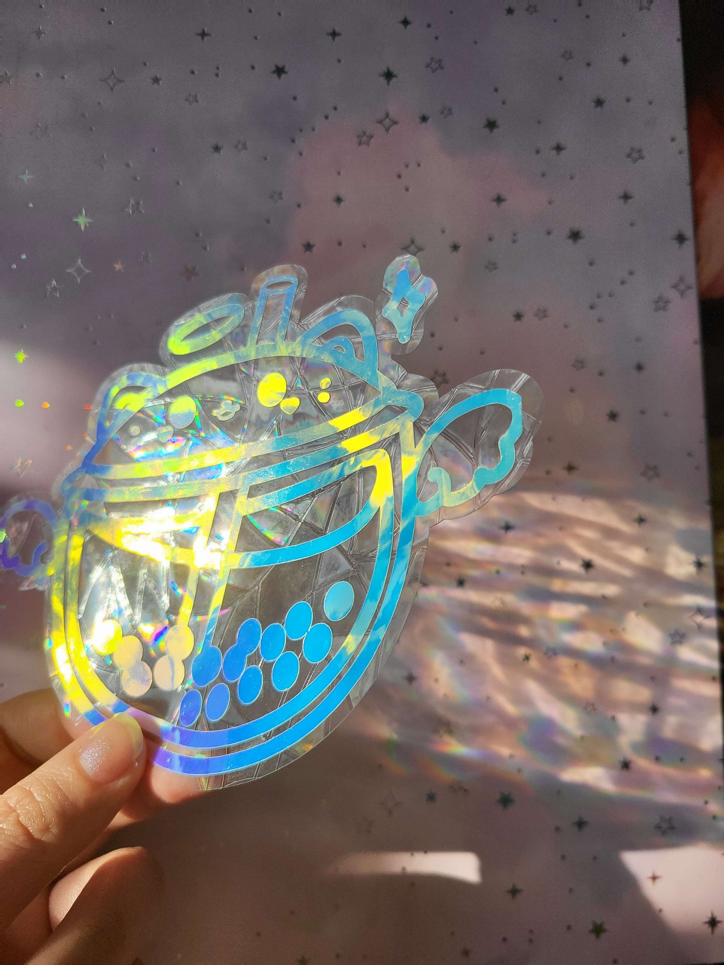 Bubble Tea Katze Suncatcher Sticker