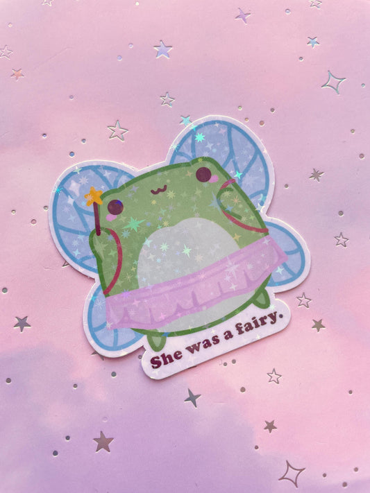 Kawaii Fairy Frog Sticker | She Was a Fairy Vinyl Sticker