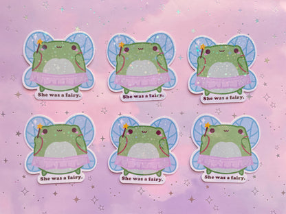 Kawaii Fairy Frog Sticker | She Was a Fairy Vinyl Sticker