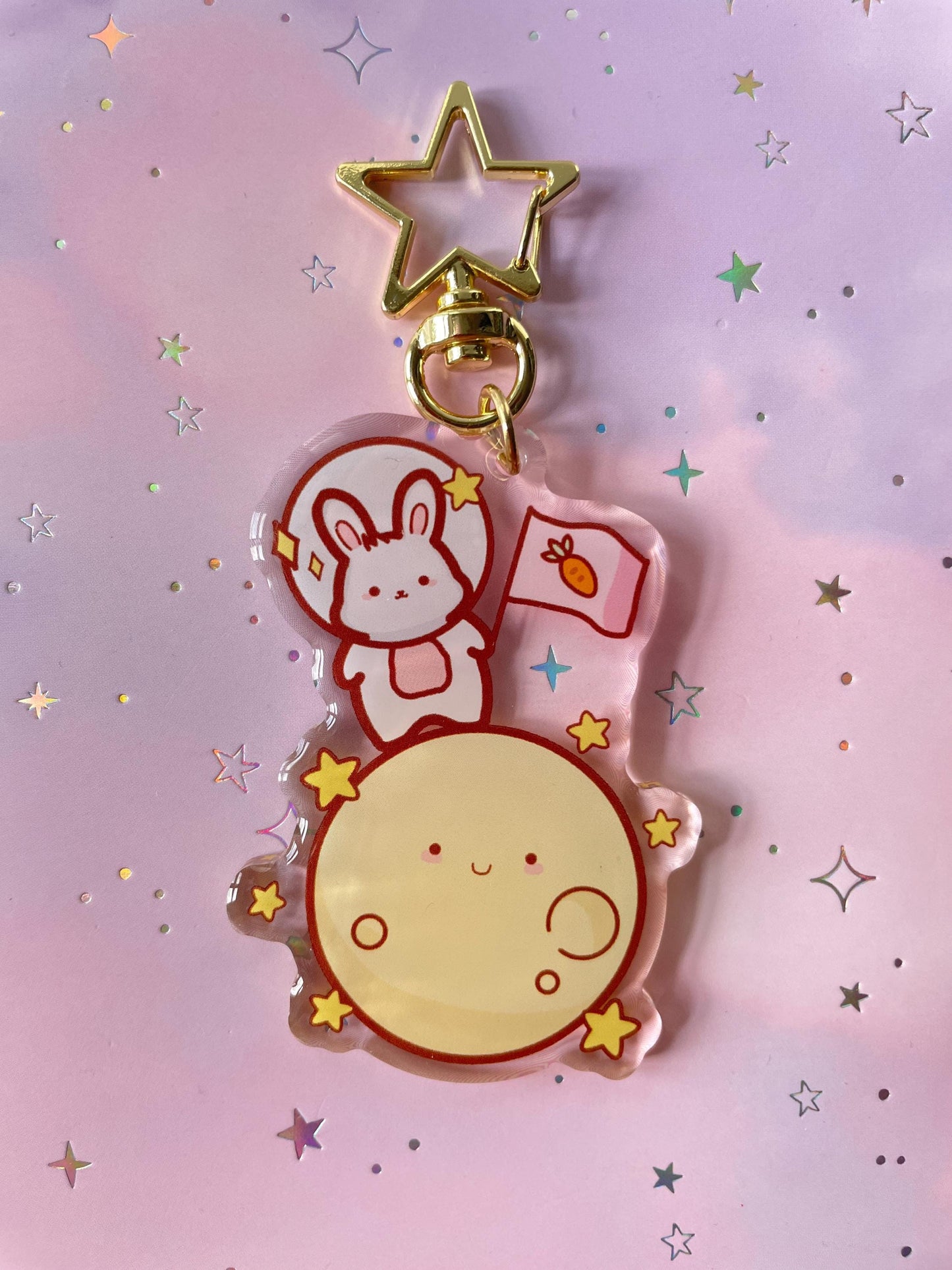 Bunny Astronaut Mond Keychain