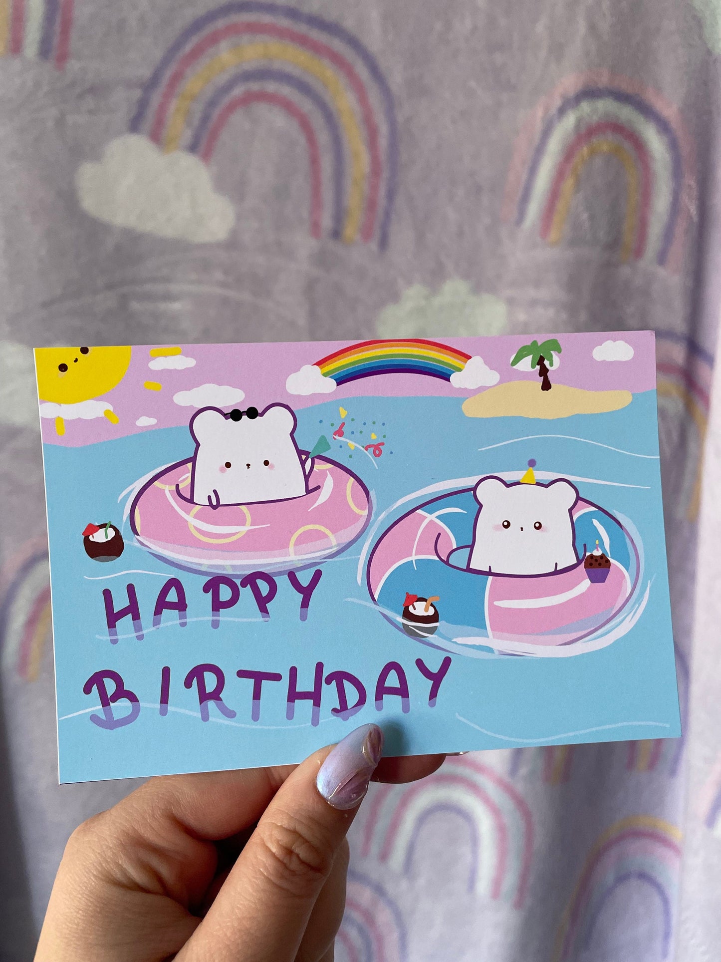 Beach Party Bear Birthday Card | DIN A6