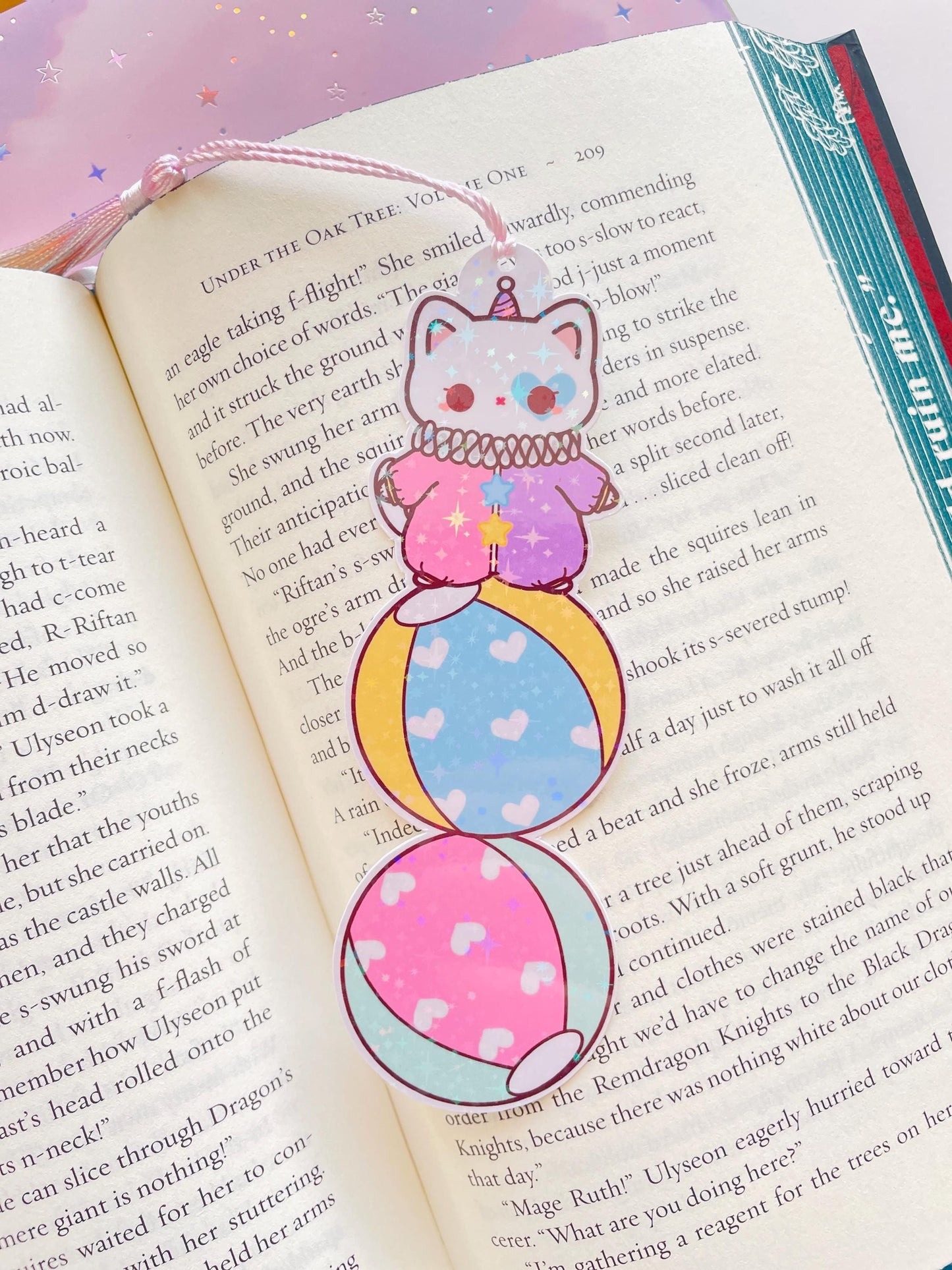 Cat Clown Bookmark | one sided printed & laminated | holographic