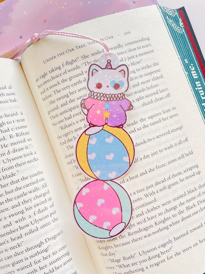 Cat Clown Bookmark | one sided printed & laminated | holographic